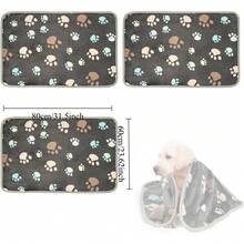 Waterproof Dog Blanket Reversible Sherpa Fleece For Large Dogs Cat Soft Print Pet Blanket Washable , Furniture Protector For Couch Sofa Bed Car, Cozy Throw(23.6" X 31.5", Grey) - 60 X 80 cm - View 3