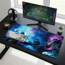 Large Nebula Cloud Gaming Mouse Pad, Colorful Abstract Art Desk Mat, Non‑Slip Rubber Base Keyboard Pad For Laptop PC, Home & Gamer Desktop Decoration - Cosmic Nebula - View 9
