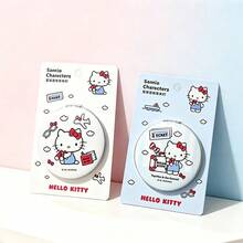 Miniso (1PC)  Characters Travel Series Soft Bread Double-Sided Folding Compact Mirror,  White & Blue 2 Colors, Portable Pocket Makeup Mirror, Normal & Magnifying Dual Mirror Surface, Travel Cosmetic Accessory, Girls Gift - Multicolor - View 6