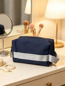 L'Occitane Portable Zippered Cosmetic Bag, Soft Fabric Large Capacity Makeup Storage Pouch, Waterproof Travel Toiletry Bag, Skincare Accessories Gift LOCCITANE-GIFT-42 - Black - View 1