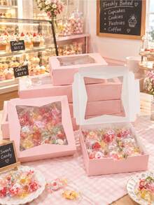 2pcs/5pcs/10pcs/15pcs Solid White Gift Boxes With Star & Scalloped Clear Window, Easy‑Assemble Tuck‑Top Foldable Paper Cases For Holiday Party, Candy & Handmade Treats Storage - 8825 - View 11