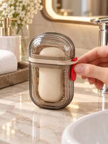 2pcs/1pc Portable Storage Box With Lid - Leak-Proof Travel Soap Holder, Compact Oval Design With Drainage Holes, Transparent Lid For Easy Identification, Lightweight And Hygienic, Suitable For Camping, Gym, Bathroom, Kitchen And More - Multicolor - View 6