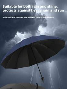 1pc Windproof Waterproof Sun Protection Large Folding Umbrella, Reinforced Dual-Use Compact Design, Large 3-Fold Umbrella, UV Protection UPF > 50, Suitable For Business, Travel, Students And Couples, Wind And Rain Resistant - A - View 12