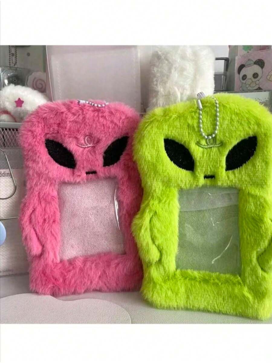 Plush Card Holder Pendant, Fluffy Photo Card Sleeve, Bus Card Holder, ID Card Holder, Credit Card Protector, Stationery - Multicolor - View 1