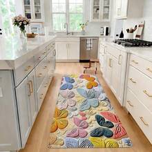 1pc Flannel Bath Mat, Colorful Butterfly Print Bathroom Carpet, Low-Profile Thin Flannel Rug, Non-Slip Rubber Backing, Absorbent Washable Door Mat, Shower Room Carpet, Hallway Entrance Rug, Apartment Home Decor, RV Camping Mat, Birthday Party, Housewarming Gift - Multicolor - View 7
