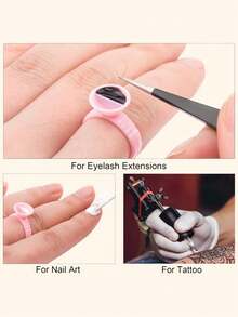 100pcs Disposable Tattoo Ink Cups, Glue Cups For Eyelash Extensions And Tattoo Ink - Eyelash Glue Cups, Eyebrow, Lip And Eyeliner Pigment Cups - Multicolor - View 7