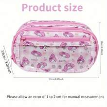 Hasbro Sanrio Hello Kitty & My Melody Ita-Style Large Capacity Pencil Pouch, Cute Pink Multi-Layer Storage Bag, Versatile Organizer Case For Stationery, Cosmetics & Travel Essentials, Ideal Gift For Sanrio Fans - A - View 3