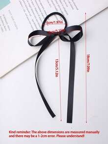 6pcs Black Hair Ties With Ribbon Bow Hair Clips Hair Ropes Back Of Head Hair Accessories Black Swan Style For Girls - Black - View 5