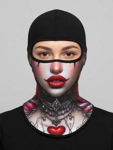 1-2pcs Gothic Women's 3D Printed Warm Face Mask, Windproof Full Face Cover, Breathable Moisture-Wicking Full Face Mask, Suitable For Skiing, Motorcycle, Cosplay, Festivals And More - Multicolor - View 4