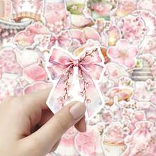 50 Floral Sakura Cherry Blossom Doodle Stickers, Perfect For Decorating Stationery, Water Bottles, Phones, Laptops, Suitcases, Refrigerators, Skateboards, And Guitars - Multicolor - View 6