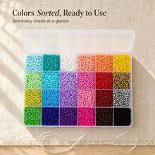24 Colors Beaded DIY Handmade Kit With Storage Box, 0.5mm Elastic Cord, Scissors, Lobster Clasp, Open Jump Rings, Suitable For Bracelet, Necklace And Jewelry Making - 24 Colors - View 4