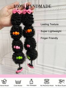2pcs Kids Cute Small Mali Bubble Fluffy African Braided Ponytail Hair Extensions Accessories Ponytail Hair Decoration For Girls - Black - View 6