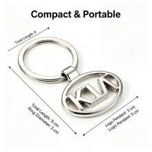 KIA Logo Metal Keyring, Classic Silver Finish Key Chain, Secure Round Key Ring, Practical Car Key Organizer - A - View 2
