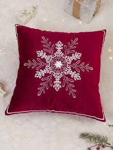 1件裝聖誕紅色雪花刺繡枕套，適合室內裝飾、聖誕裝飾，四季通用，不含枕芯 - 紅色 - 查看 8