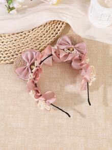 2/1pc Cute Plush Bear Ear Headband With Lace Ruffle Satin Ribbon Bow And Bell, Sweet Lolita Birthday Party Cosplay Cute Animal Theme Party Hair Accessory For Women - Multicolor - View 11