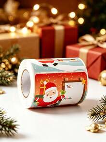 60pcs/Roll Christmas Gift Label Stickers, Self-Adhesive Name Labels For Gifts, Bags, Boxes, Wrapping Paper, Holiday Party Decorations, Christmas Gift Wrapping - Multicolor - View 1
