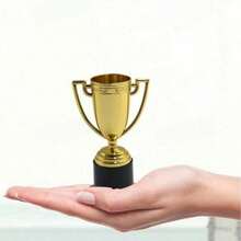 12pcs Plastic Gold Trophies, Party Prizes Props, Party Honor Gold Trophy Props, Photography Props, Sports Prizes, Game Souvenirs, Competition Prizes - A - View 2