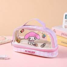 Hasbro Sanrio Licensed Clear Double-Layer Hand Pencil Case, Kuromi Cinnamoroll My Melody Hello Kitty Large Storage Bag, Ita-Bag Style Display Design, Portable Organizer For Stationery & Daily Essentials, Ideal Gift For Sanrio Fans - A - View 15