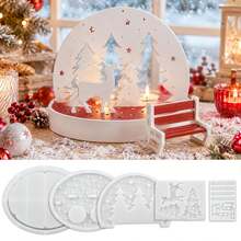 5pcs Christmas Silicone Molds, Christmas Tree, Reindeer, Bench And Other Decorative Christmas Candle Holder Molds, Suitable For Making Christmas Decoration Ornaments, Can Be Used For Plaster, Resin And Other Handicrafts, Handmade Molds, Reusable, Easy To Demold - Christmas Silicone Mold - View 1