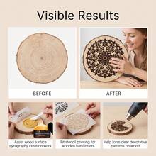 JUE FISH Wood Burning Paste, Multi-Wood Compatible, Easy To Use, Clear Pattern, Suitable For Handmade Burning Paste, Supports Heat Press Embossing Process For Wood Surface Branding And Creative Work, Suitable For Wood Craft Template Printing, Supports Various Wood DIY Projects. - Multiple Styles - View 3