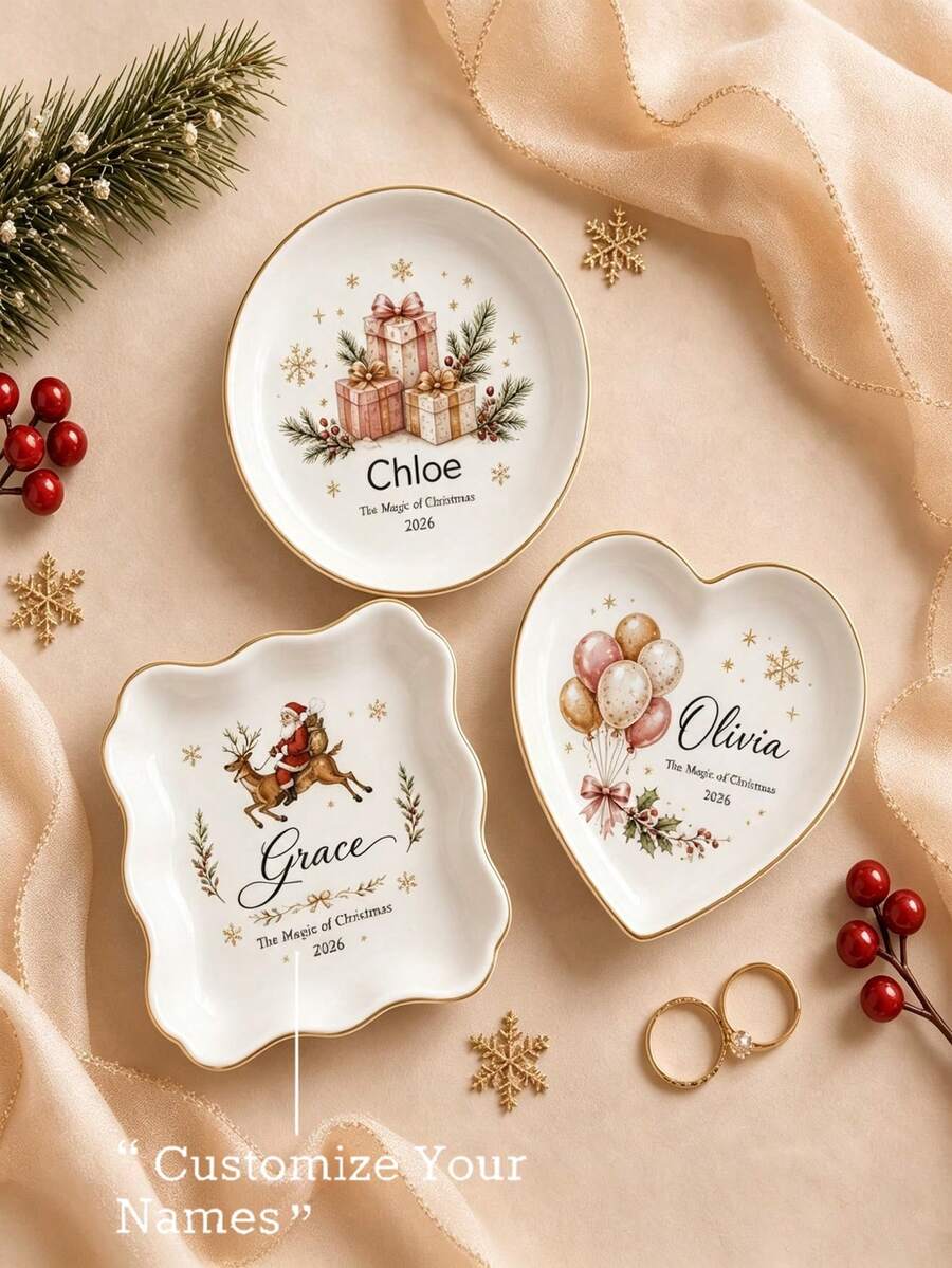 Customized Ring Tray,Personalized Jewelry Tray, Personalized Birthday Jewelry Tray, Customized Ceramic Ring Tray, Customized Jewelry Tray, Personalized Wedding Ring Tray, Gift For Friends, Birthday Gift, Bridesmaid Gift, Best Friend Gift - Multicolor - View 1