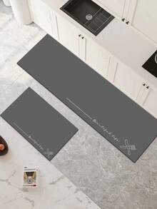 1 Pc Dark Gray Cutlery Pattern Kitchen Mat, 3.5 Mm Soft Rubber That Absorbs Water And Is Easy To Clean. Suitable For Corridors, Bathrooms, Living Rooms, Outdoor Door Mats, And Toilets. Useable Throughout The Year And For Various Holidays. - Multicolor - View 2