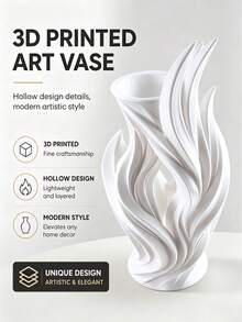 1pc Flame Shaped Hollow Vase, For Flower Arrangement, Table Display, Space Decoration, Suitable For Living Room & Bedroom Tabletop, 3D Printed Craft, Modern Minimalist Art Style, Hollow Streamlined Design, Ideal Housewarming Gift - Multiple Styles - View 6