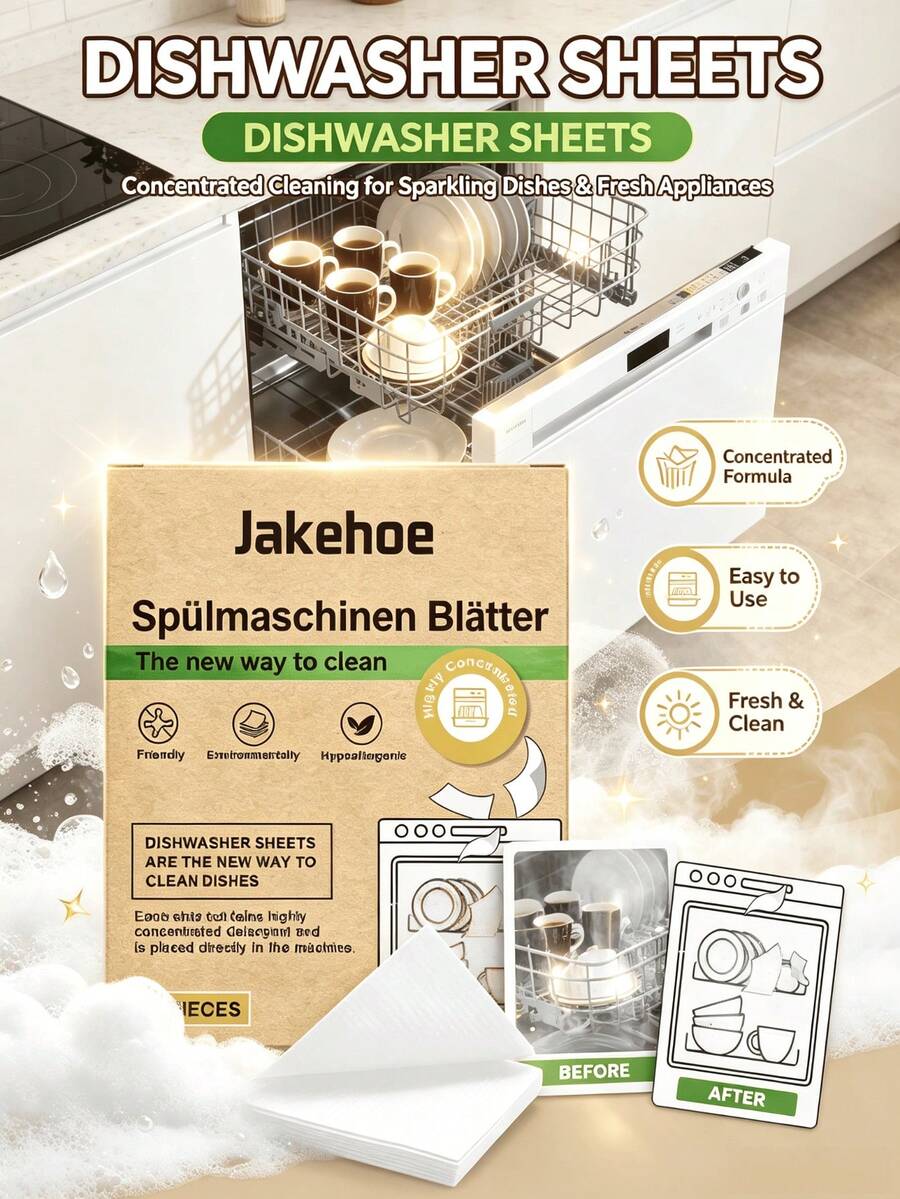 Dishwasher Cleaning Tablets, Degreasing, Stain Removal, Brightening, Multi-Effect All-In-One Gentle Cleaning For Kitchenware, Household Use