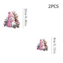 1/2/3pcs Pink Knitted Hat Snowman Christmas Heat Transfer Vinyl Sticker, Durable Washable Iron-On Patch, DIY Decorative Sticker For T-Shirt, Canvas Bag, Pillow, Jeans, Hoodie, Scarf, Backpack, Clothing Decoration - Multicolor - View 7