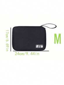 1pc Travel Tech Organizer Bag With Digital Cable Mesh Compartment, Waterproof Double Layer Portable Electronic Device Storage Bag With Mesh Pockets And Zippered Divider, Durable Polyester Portable Cable Organizer Pouch For Storing Wires, Cables, Phones, Earphones, Adapters, Power Banks, Chargers And Small Items - Multicolor - View 12