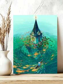 DIY Sunken Church With Koi Fish (Frameless Or Framed 8x12 / 16x20 Inches) Paint By Numbers Kit(Acrylic) Arts & Crafts For Adult Beginners, Home Wall Decor, And Holiday Gifts - Sets - View 4