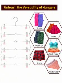 2/3pcs Multi-Functional Metal Travel Hangers With Clips, White Clips, Skirt And Pants Hangers, With Clips, Skirt Rack, Space-Saving, Multi-Layer Metal Pants Rack, Can Store Multiple Underwear, Shorts And Skirts, Space-Saving. - Silver - View 6