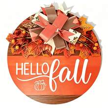1pc 3D Autumn "Welcome" Sign - Designed With Autumn Theme, Featuring A Circular Wreath, Perfect Decoration For Your Front Door. Ideal For Autumn Celebrations And Thanksgiving Home Decor. Perfect Autumn Home Decor Item - A - View 13