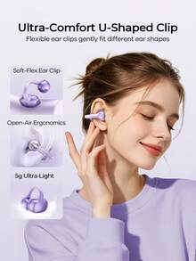 REMAX Open-Ear Clip-On Earbuds, Bluetooth 6.0 Wireless Earphones, 5g Ultra-Light U-Shaped Ear Clip, ENC Noise Canceling Clear Calls, Directional Sound Field, Touch Control, 4-Hour Battery Life, 3 Colors Available, Suitable For Sports, Gaming And Daily Use - View 3
