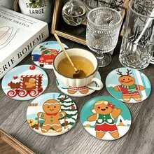 Tatakan Gelas Anti Selip Tahan Air Bertema Kue Jahe Natal Terlaris dari PET, Alas Pelindung Meja, Dekorasi Makan Malam Natal, Dekorasi Pesta Liburan di Rumah dan Dapur, Hadiah Natal untuk Teman dan Keluarga - Tatakan gelas PET LDX2826 - View 2