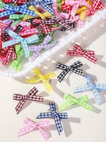 30pcs Children's Multi-Color Fabric Bow Plaid Ribbon Hair Clips, Versatile Bangs Back Side Hair Clips, Girl Hair Accessories, Baby Headwear, Daily Use - Multicolor - View 3