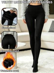 Women's Warm Thermal Lined Leggings, Winter High Waist Elastic Slim Fit Sexy Semi-Sheer Tights - Multicolor - View 3