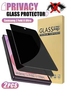 2 Packs Privacy Screen Protector ForSamsung Galaxy Z Fold 8 Ultra (Compatible With Galaxy Z Fold 8, Z Fold 7, Z Fold 6, Etc.) – 9H Hardness Anti-Scratch Tempered Glass, Case-Friendly, Mobile Accessory - Black - View 8