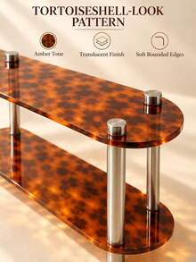 French Vintage Double-Layer Acrylic Desktop Organizer, Leopard Print Amber Brown Texture Perfume Jewelry Cosmetics Storage Display Rack, Suitable For Bedroom Vanity Entryway - French Vintage - Double-layer Leopard Print - View 9