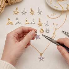 2pcs Ocean Beach Style Zirconia Pendant Charms 18K Plated Mermaid Tail Starfish Turtle Charm For DIY Jewelry Making Craft Supplies - Multicolor - View 7