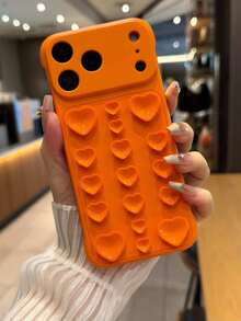1件裝橘色親膚紋理心形矽膠吸盤手機殼,PC背板,無邊框,適用於 iPhone 18 Pro Max/18 Pro/17/17 Pro/17 Pro Max/16/16 Pro/16 Pro Max/15/15 Pro/15 Pro Max/14/14 Pro/14 Pro Max/13/13 Pro/13 Pro Max - 橘色 - 查看 3