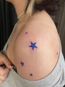 2PCS Minimalist Ins Style Star & Heart Mini Pattern Party Gift DIY Holiday Gift Music Festival Temporary Waterproof Tattoo Stickers For Arm, Shoulder, Neck, Collarbone - Multicolor - View 2