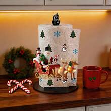 2D Flat Santa Claus Holding Candy Cane And Candy Bag Printed Paper Towel Holder, Acrylic Material Vertical Toilet Paper Storage Rack, Kitchen Dining Table Decor, Easy To Install, Suitable For Christmas Party Home Decoration - View 6
