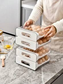 32-Egg Capacity Refrigerator Egg Storage Rack - Transparent Plastic Drawer-Style Organizer, Space-Saving Design, Keeps Freshness, Compact Kitchen Storage, Durable Plastic, Essential Kitchen Item, Stylish Organizer, Sturdy Structure - Multiple Styles and Colors - View 8
