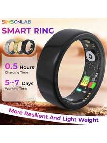 IP68 Waterproof Smart Ring, Fitness Tracker, Bluetooth, Stainless Steel & Resin, Activity Monitor, Suitable For Men & Women, All-Scenario Gift - View 13