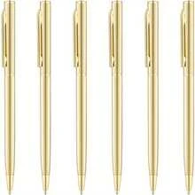 1pc Gold/Rose Gold Ultra-Thin High-End Business Ballpoint Pen, Black Ink Fine Tip, Wedding Gift Ballpoint Pen, Business Office Writing Pen, Suitable For Various High-End Occasions Signing And Office Use - Business - View 1