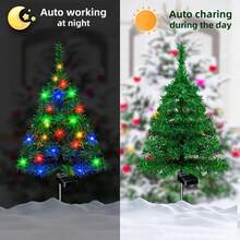 Solar Powered Christmas Tree Lawn Lights, Available In Single Or Double Pack. Ideal For Decorating Christmas Paths, Yards, Front Doors And Cemetery Lawns - Perfect Christmas Decoration And Gift, Also Suitable For Halloween Decoration - Festive Atmosphere - View 8
