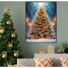 1 Buah Kit Lukisan Berlian 5D DIY Pola Pohon Natal - Seni Mosaik Berlian Bulat Penuh, Dekorasi Dinding Rumah, Tanpa Bingkai - Tanpa Bingkai - View 2