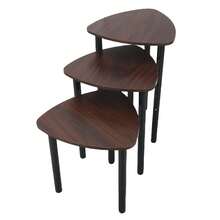 Set Of 3 Nesting Triangular Side Tables, Coffee And End Tables For Small Spaces, Living Room, Bedroom And Sofa - Coffee Brown - View 10