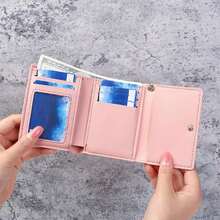 Dompet Kulit Kecil Lipat Tiga Pendek Motif Kucing Lucu Kartun Baru untuk Wanita - MultiWarna - View 5